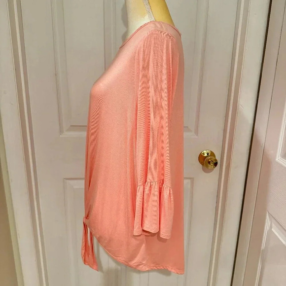 PinkBlush Pink Bell Sleeve Tie Front Top - Picture 2 of 7